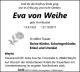 Traueranzeige Eva von Weihe geb. Hornbostel