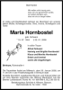 Traueranzeige Martha Hornbostel geb. Schwarz